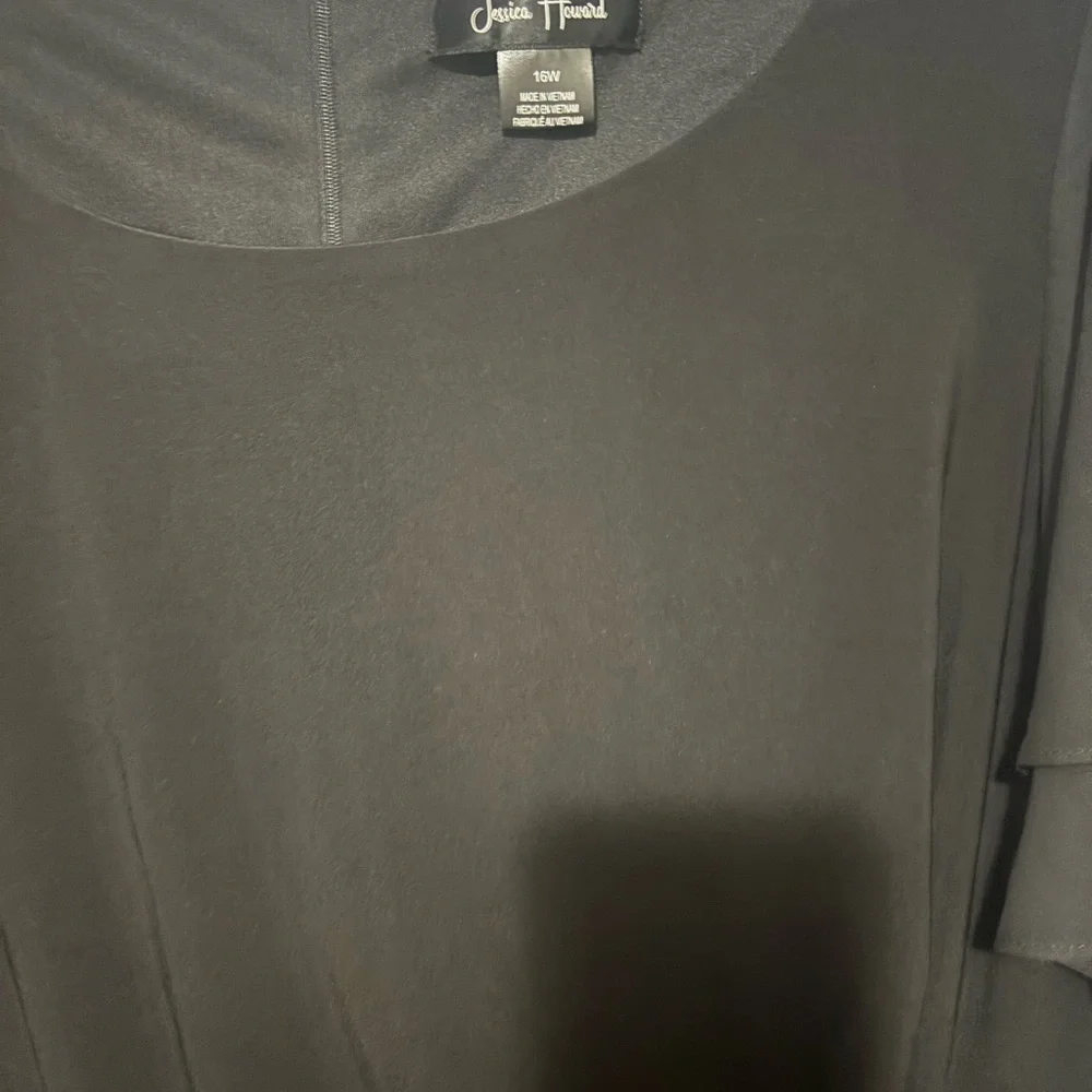 Jessica Howard Black Midi Dress with Ruffle Sleeves - Picture 3 of 3